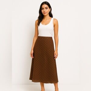 Boho chic vintage y2k 100% Silk Polka Dot Midi Skirt